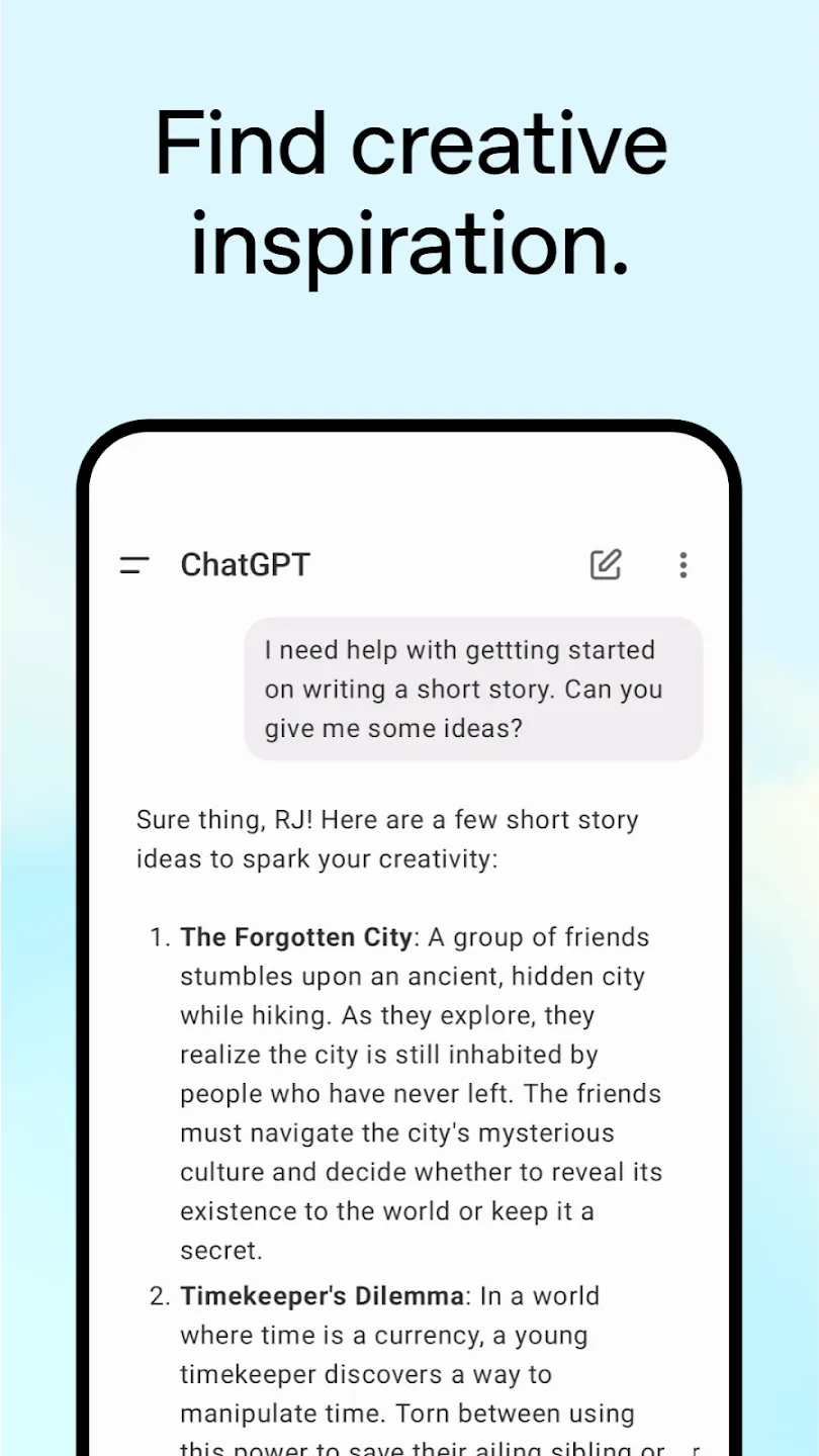 ChatGPT v1.2026.090 APK Мод (Всё открыто, Plus, Premium) Screenshot 3 ChatGPT v1.2026.090 APK Мод (Всё открыто, Plus, Premium) Screenshot 3