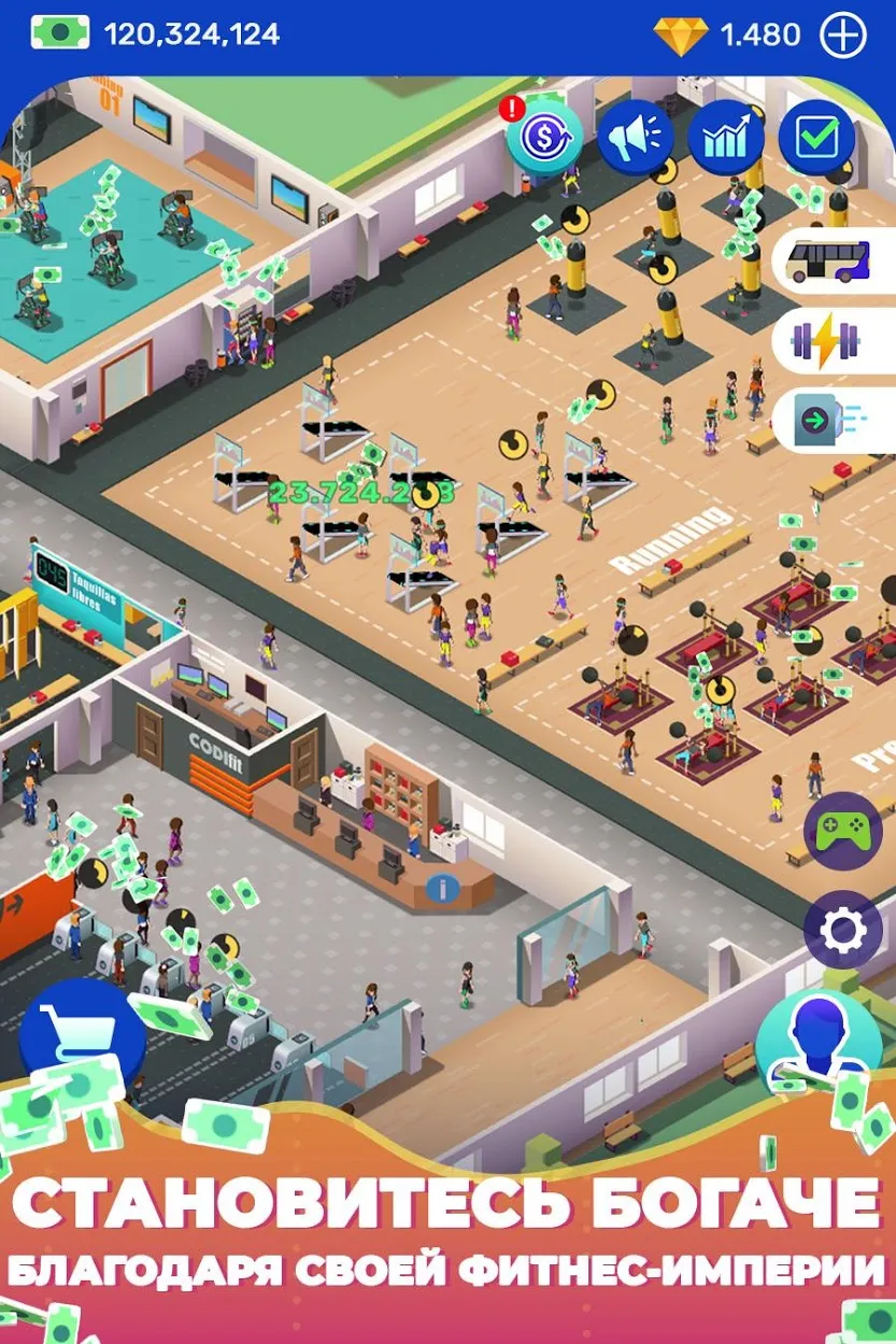 Idle Fitness Gym Tycoon v1.8 APK Мод (Много денег) Screenshot 2