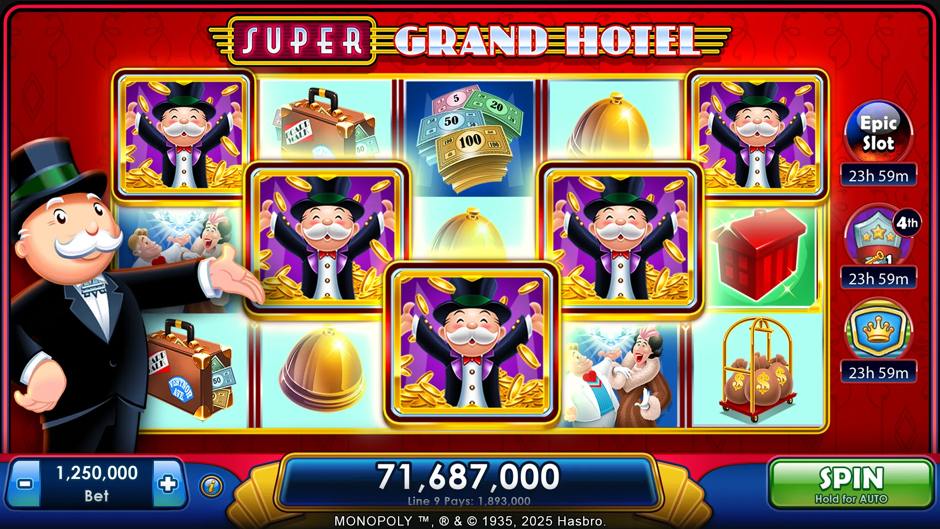 MONOPOLY Slots v5.5.2 APK Мод (Много денег) Screenshot 2 MONOPOLY Slots v5.5.2 APK Мод (Много денег) Screenshot 2