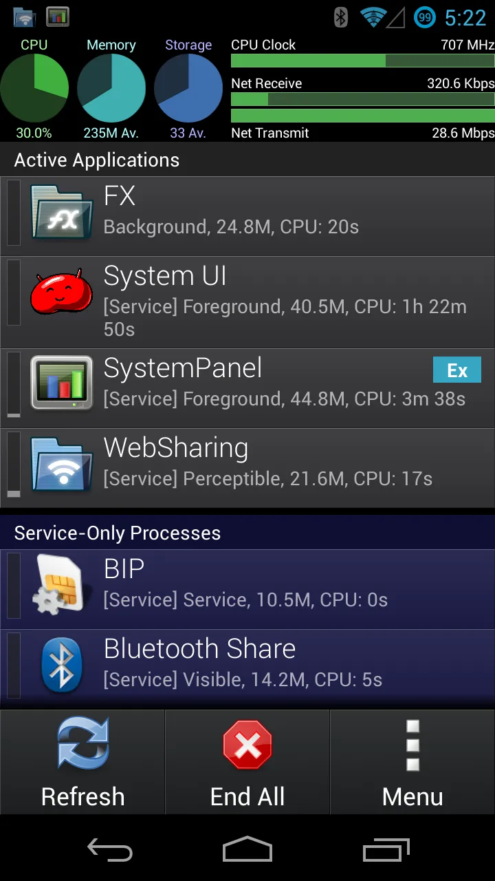 SystemPanel App / Task Manager Screenshot 1