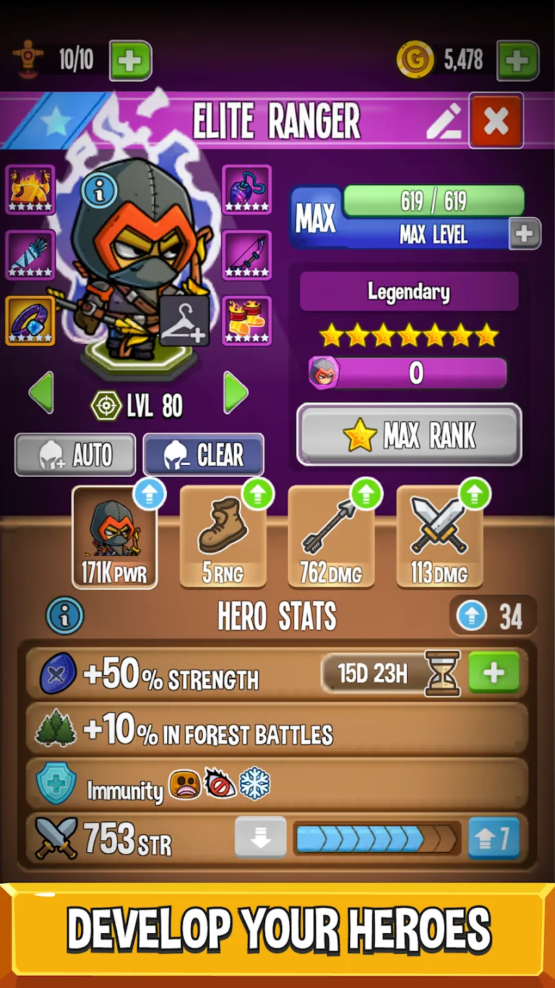 Five Heroes: The King's War v7.6.12 APK Мод (Меню, Множитель урона; Режим бога, Много денег) Screenshot 4