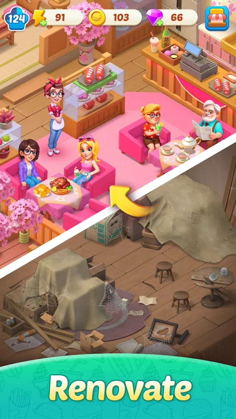 Соединяй и готовь Рестораны v1.40.0 APK Мод (Много денег) Screenshot 4