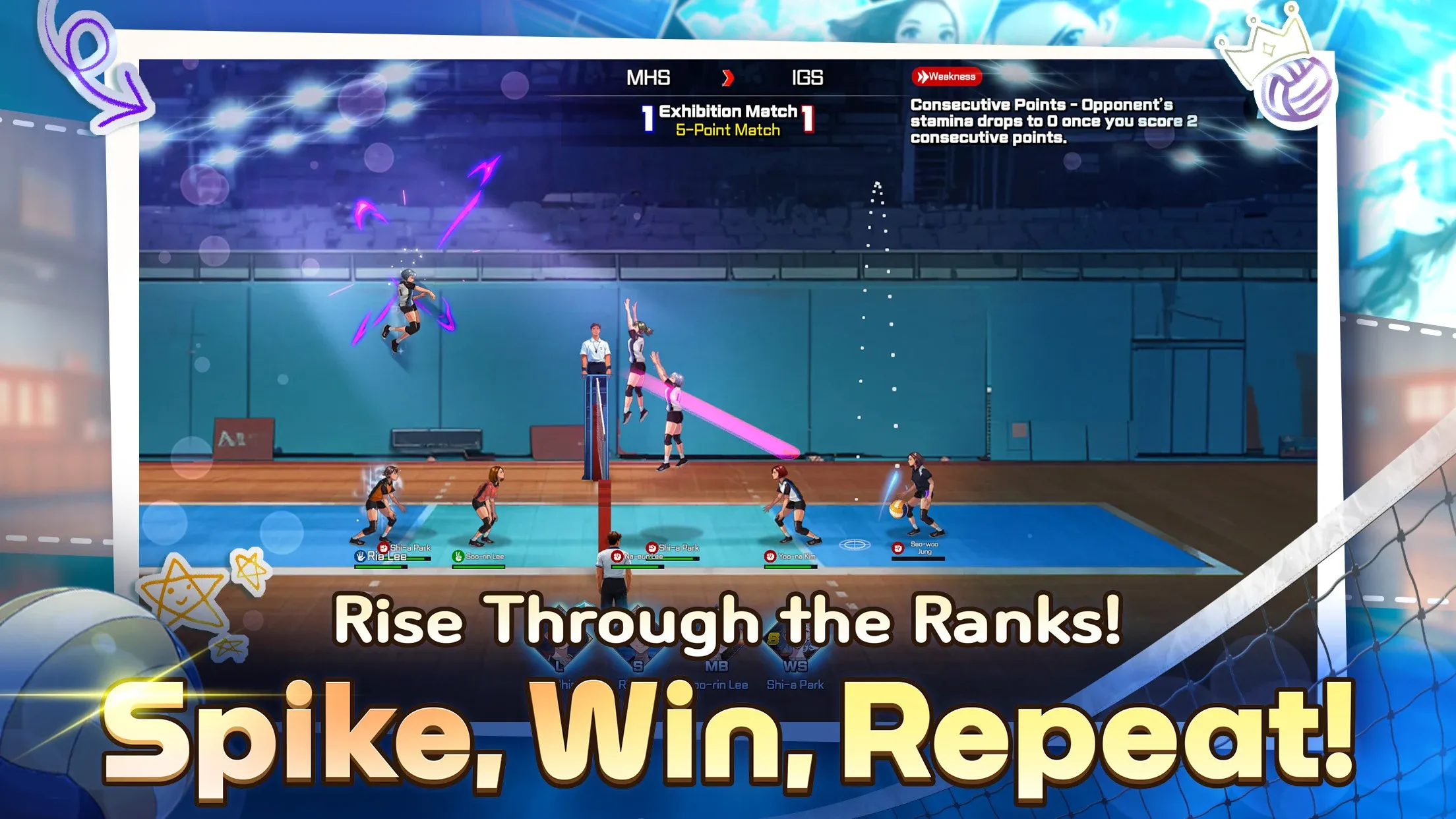 Volley Girls: High School Story v1.19.2 APK Мод (Меню, Выносливость) Screenshot 2