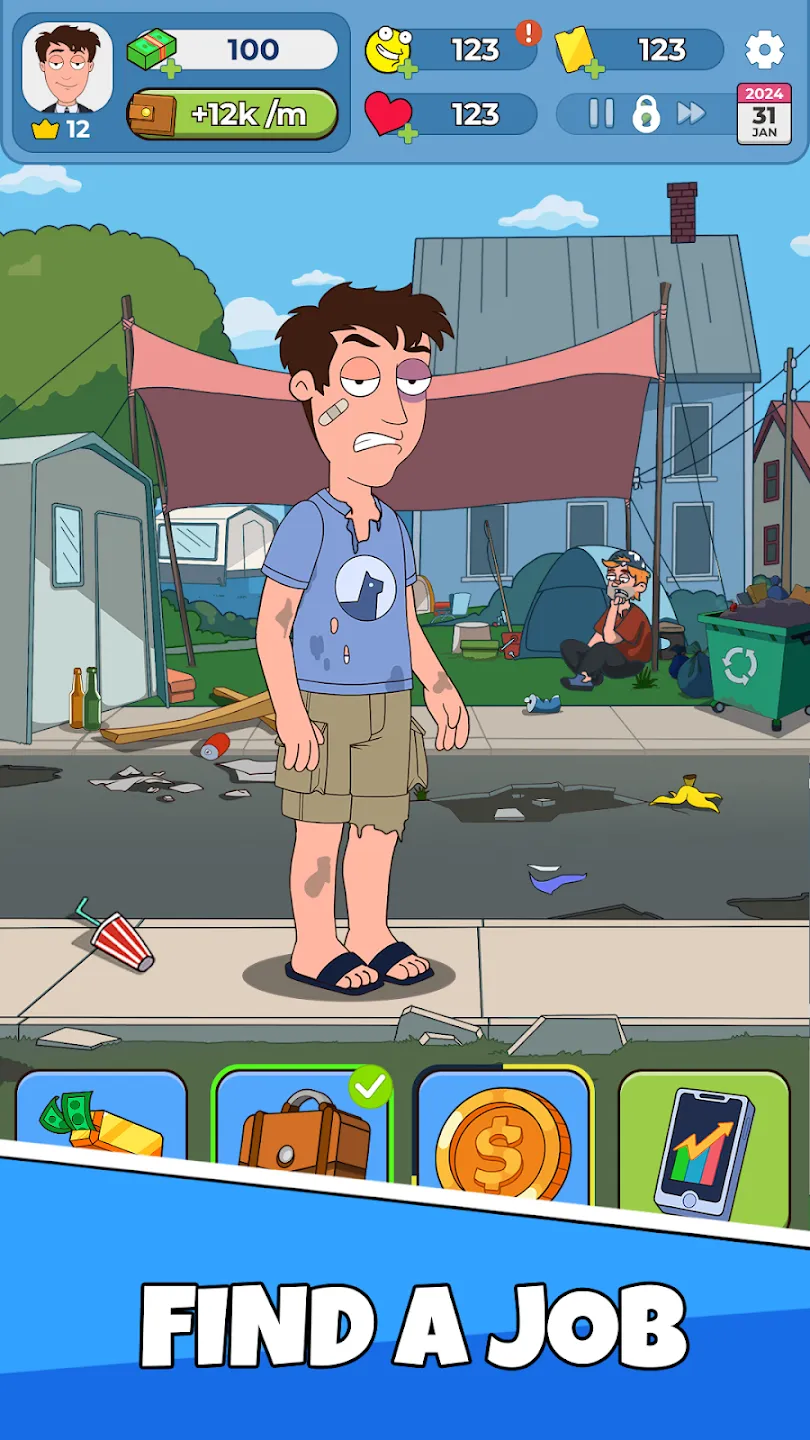 Idle Guy: Симулятор Жизни v1.12.1.549 APK Мод (Меню, Много денег, Без рекламы) Screenshot 2